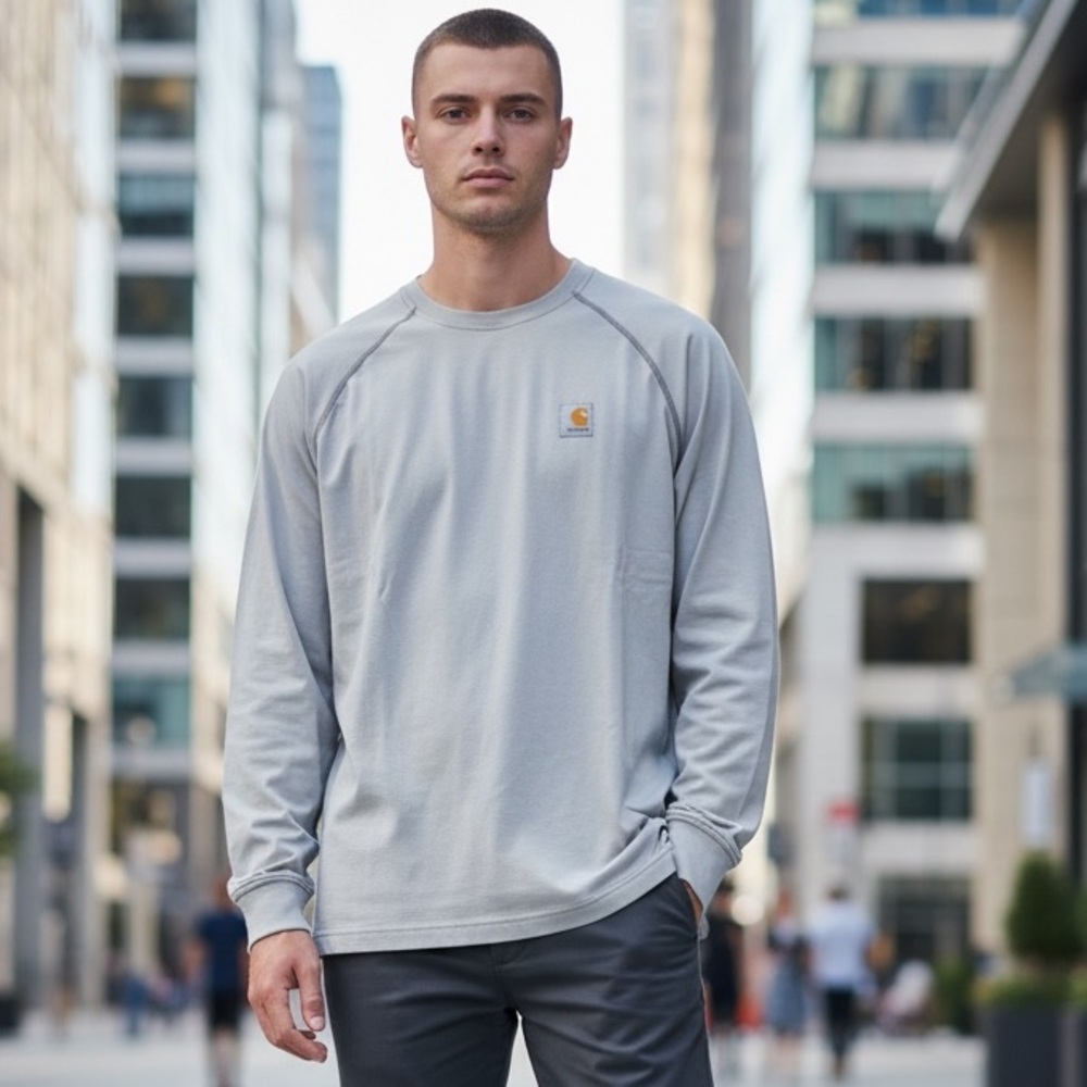 Carhartt Men's Light Gray Long Sleeve Tee